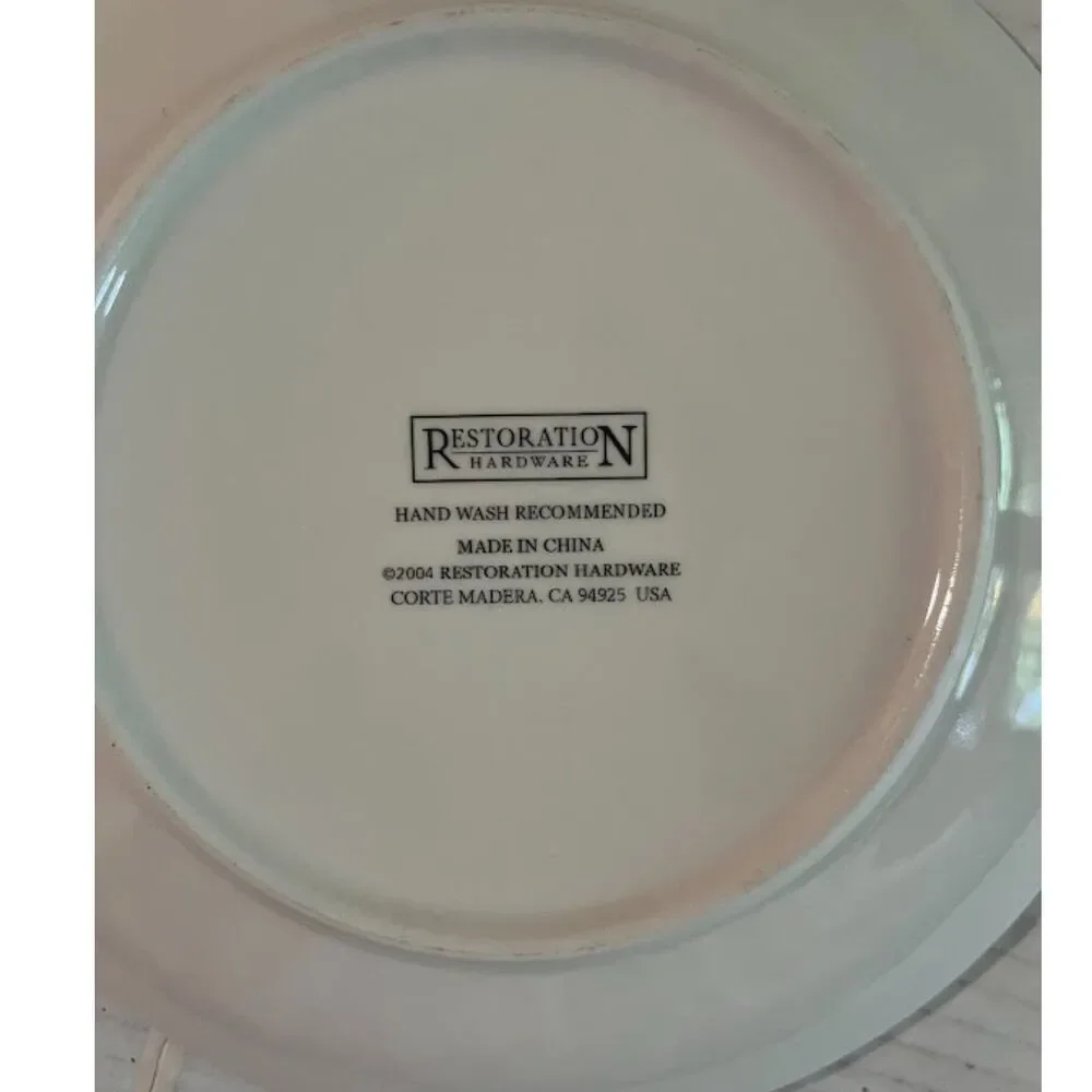 3 Vintage Restoration Hardware Noel Peace Dessert Plates White Gold Christmas